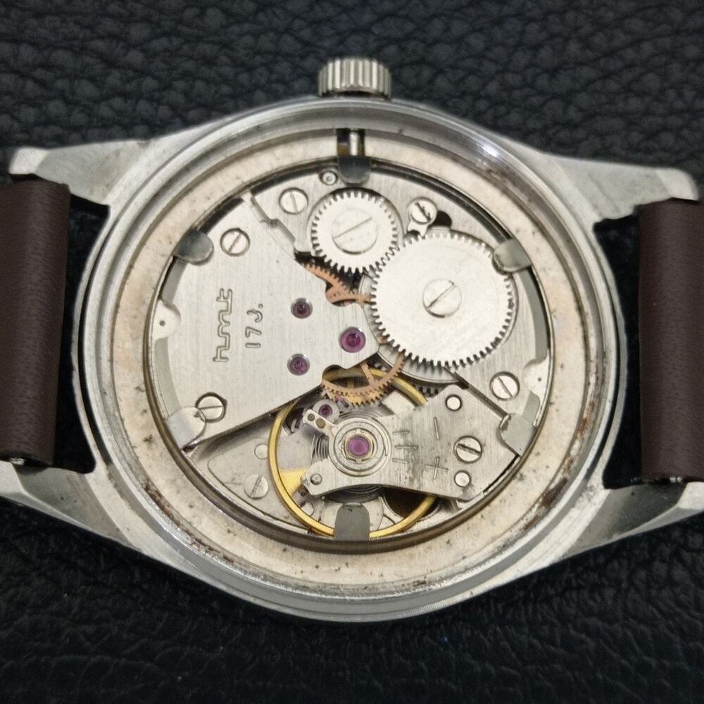 Vintage 1971 HMT Manual Wound Mens Silver Watch W/daydate & Black accents - Picture 9 of 9